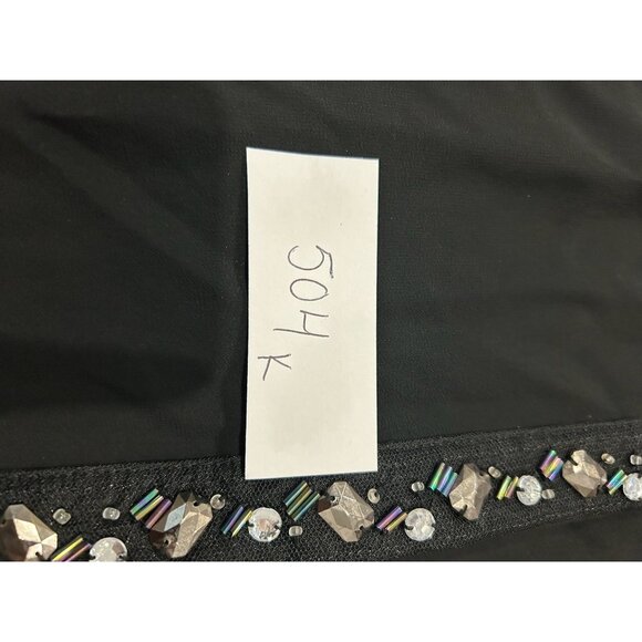 My Collection Medium Black Sheer Long Sleeve Embellished Button-Up Blouse - Picture 9 of 9